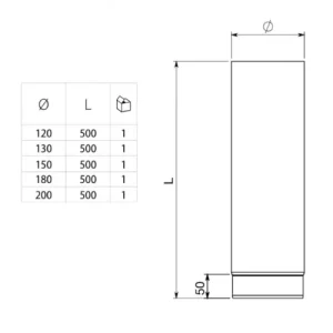 Tubo Preto aço 2mm 0,5MT ADF